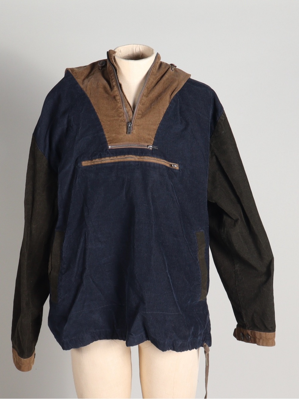 J. Crew Navy & Brown Colorblock Pullover Anorak